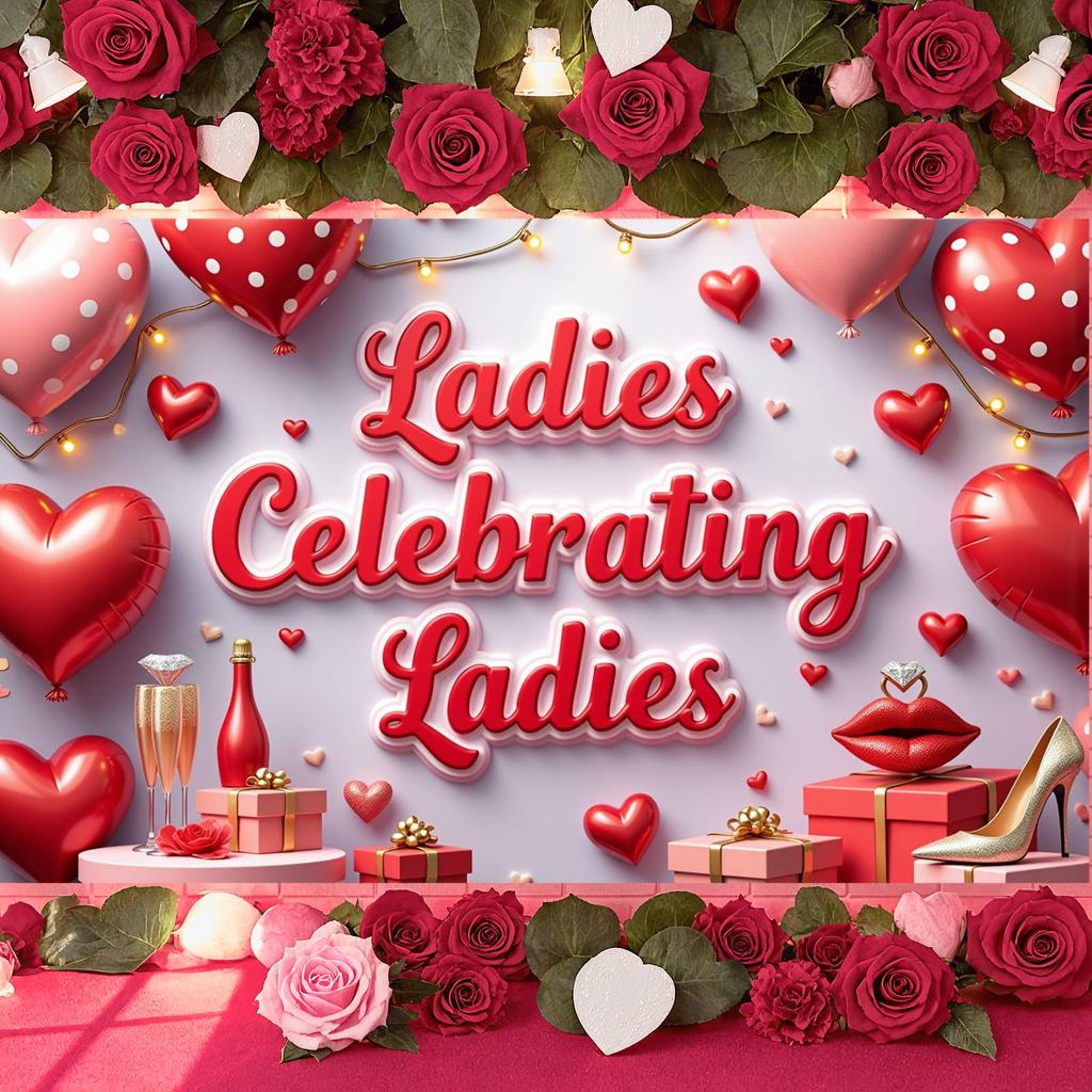 Women Celebration Backdrop Glittery Design Female Party Background Girls Party Display Gift Box Women Gathering Backdrop