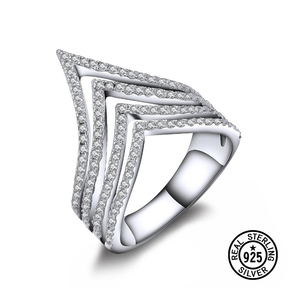 925 Sterling Silver Special Party Rings For Women Stackable Gradient Sharp Arrow Micro Pave Crystal Cz Accessories Jewelry