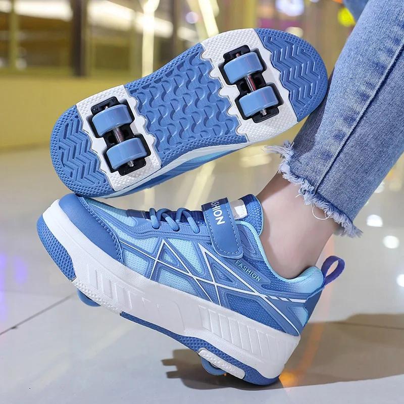 Roller Skate Shoes for Kids Boys Girls Sneakers with Detachable Wheels Sport Shoe New Roller Skates Children's Balance Training