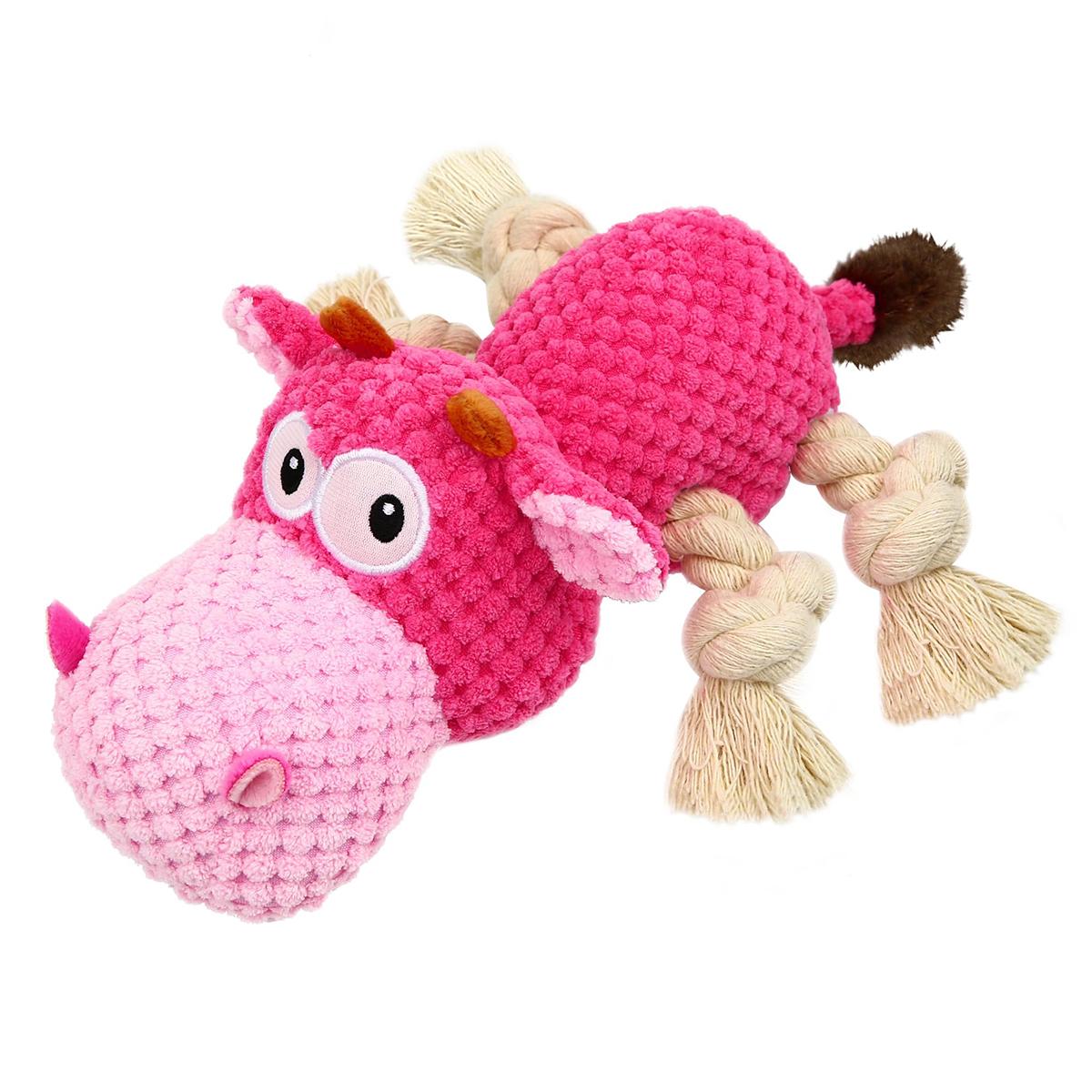 

Розовая игрушка-гиппопотам для питомцев - Прочная пищащая плюшевая жевательная игрушка для собак и кошек Интерактивная игрушка для прорезывания зубов для снятия скуки розовый