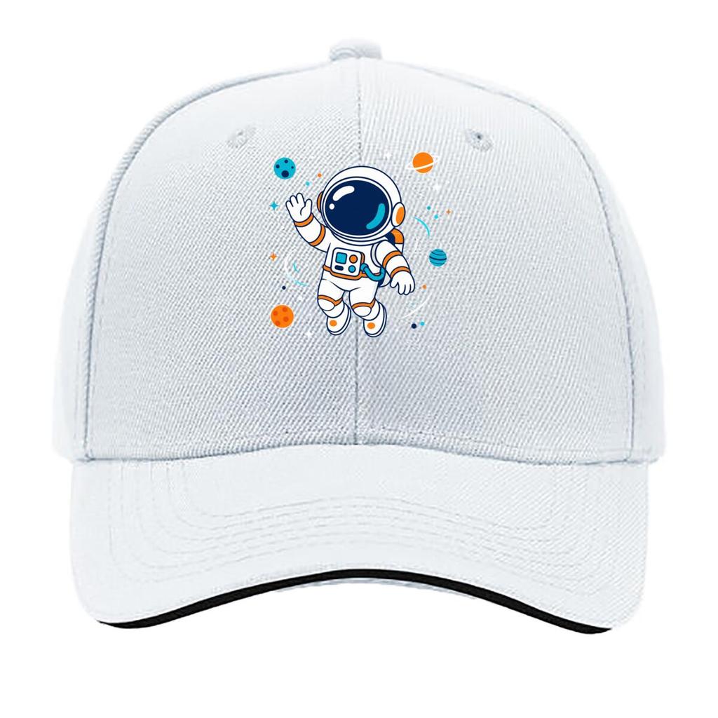 Playful Space Explorer Cartoon Badge Sandwich Baseball Cap Sun Cap Outdoor Workouts Hat
