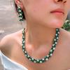 Zircons Gorgeous Shiny Green White Cubic Zirconia Earrings Necklace Sets for Women Wedding Evening Party Dress Jewelry T0981