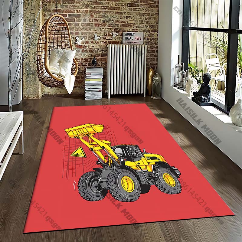 Excavator Truck Carpet for Living Room Game Rugs Soft Floor Cartoon Rugs Bathroom Rug Mat Yoga Mat Home Decor Rugs for Bedroom