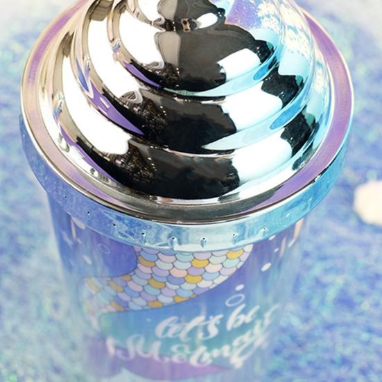 420ml Water Cup with Straw Double Wall Heat Insulated BPA Free Leak-proof Drinkware Plastic Mermaid Pattern Sippy Cup for School
