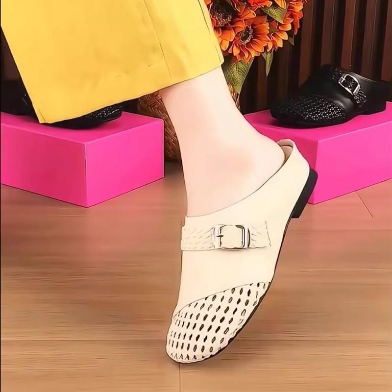 Baotou hollow half slippers women's outer wear summer new fashion casual versatile low heel woven sandals