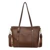 Women's PU Tote Bag with Wide Strap Large Capacity Shoulder Handbag for Work Travel Shopping