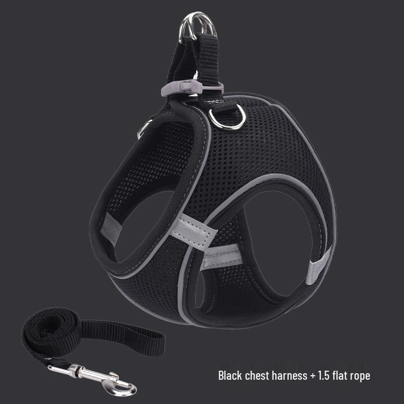 Reflective Nylon Vest-Style Dog Harness and Leash Set