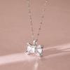 Higan Flower Bow Necklace Women'S Light Luxury Simple Versatile Zircon Pendant Same Neck Chain