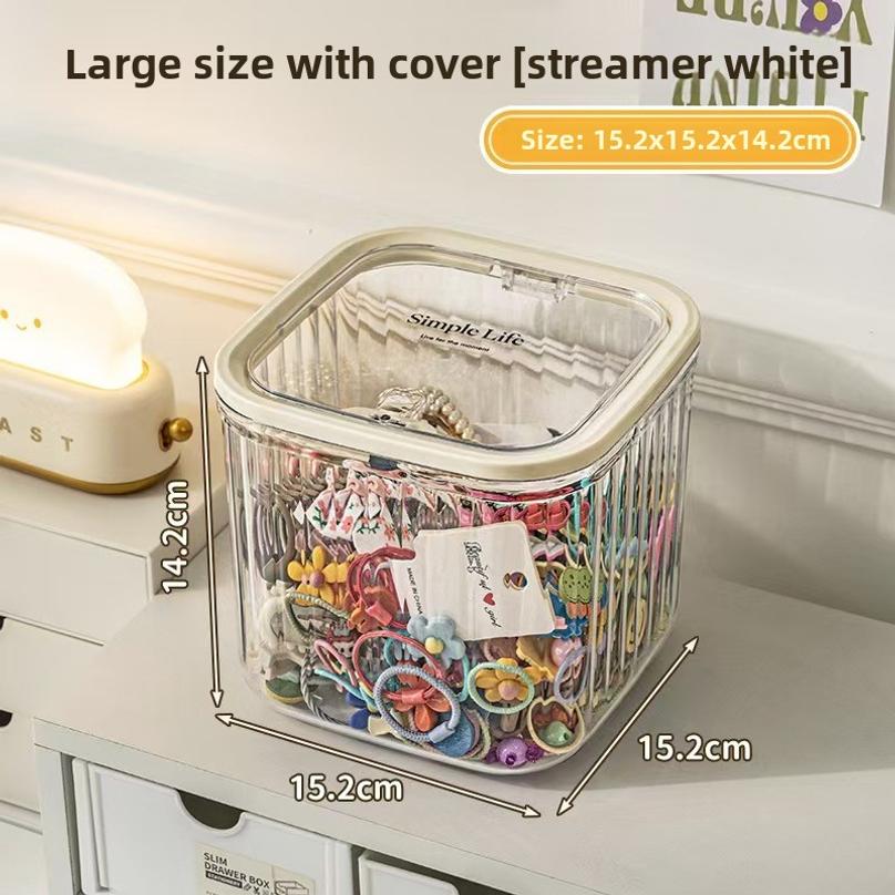 1pc Hair Accessory Storage Box, Desktop Press On Jewelry Box, with Lid, Girls' Rubber Band Headband Hair Clip Organizing Box