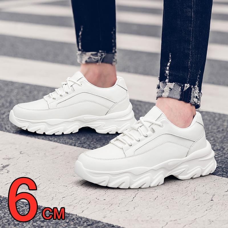 New Big Size Unisex Elevator Shoes Cow Leather Lift Sneakers Height Increase Insoles 6CM Man Daily Height Increasing Sport Shoes
