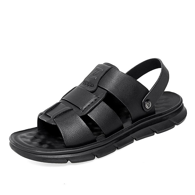 Men's Sandals 2024 Summer Fashion Comfortable Waterproof Anti Slip Leather Sandals Soft Sole Slippers Breathable Casual Shoes