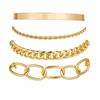 Bohemian Metal Chain Bracelet Set For Women Geometric Gold Color Thick Link Chain Open Bangle Female Fashion Jewelry