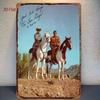 Tin Sign Vintage Western Cowboy Riding Horses  Rusty Metal Plaque Wall Decor Rustic Ranch Poster Art for Bar Garage Office Man