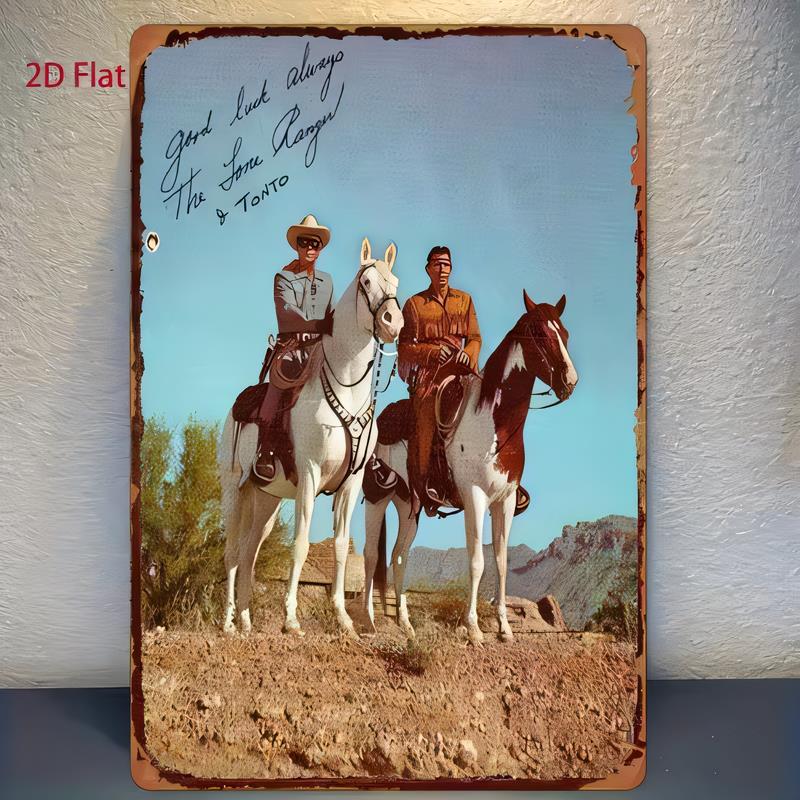 Tin Sign Vintage Western Cowboy Riding Horses Rusty Metal Plaque Wall Decor Rustic Ranch Poster Art for Bar Garage Office Man