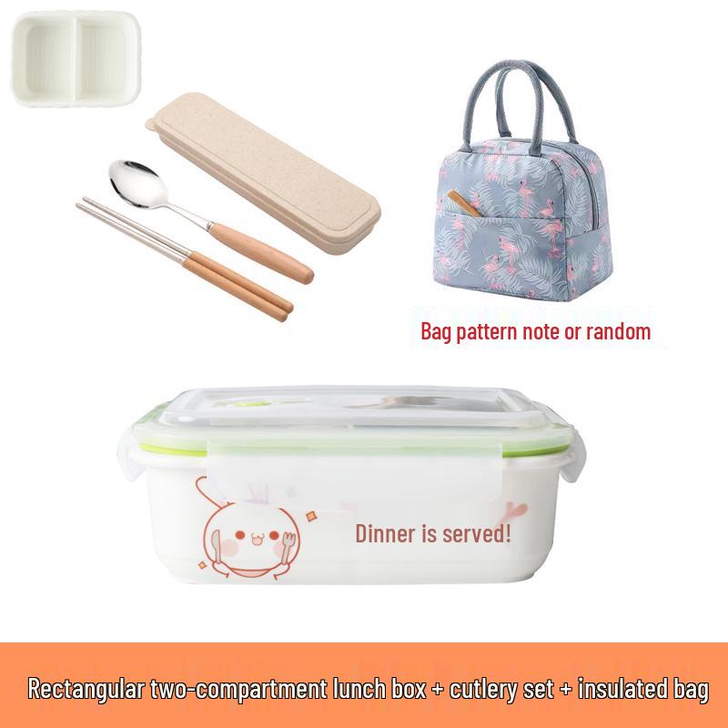 Microwaveable Ceramic Bento Box with Two or Three Compartments, Perfect for Students and Office Workers.