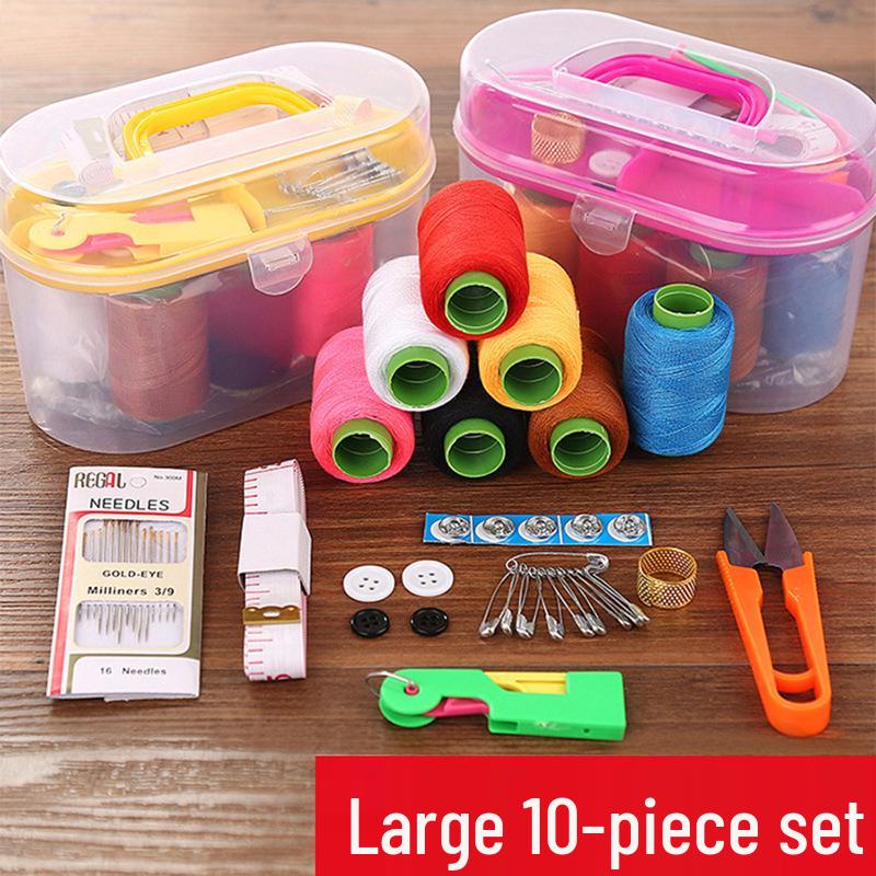 Tragbares 10-teiliges Nähset: Große Sticknadeln, Garn und multifunktionale Aufbewahrungstasche