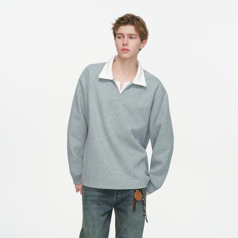 DREAM MADE Men's Layered V-Neck Polo Shirt