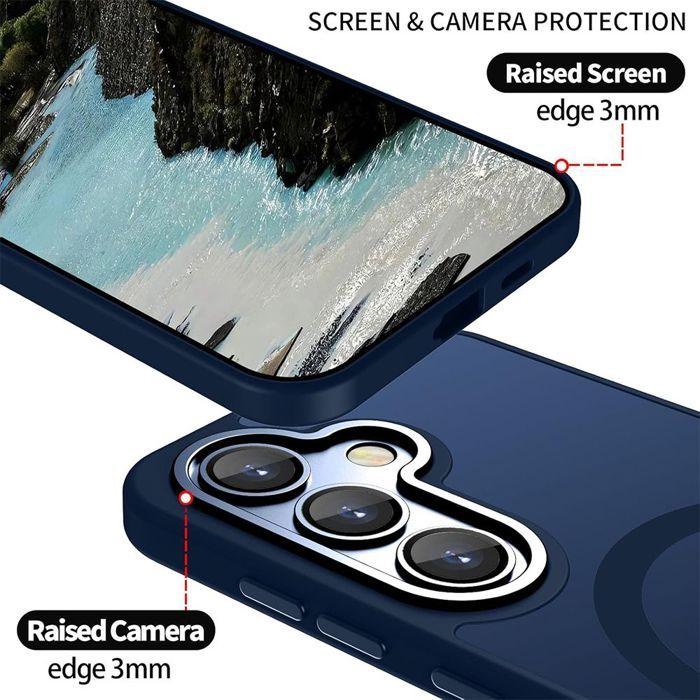 Coque Magnétique - BOOLING - pour Samsung Galaxy S26 Plus - avec Protection Caméra - 2 Vitres - Bleu Marine