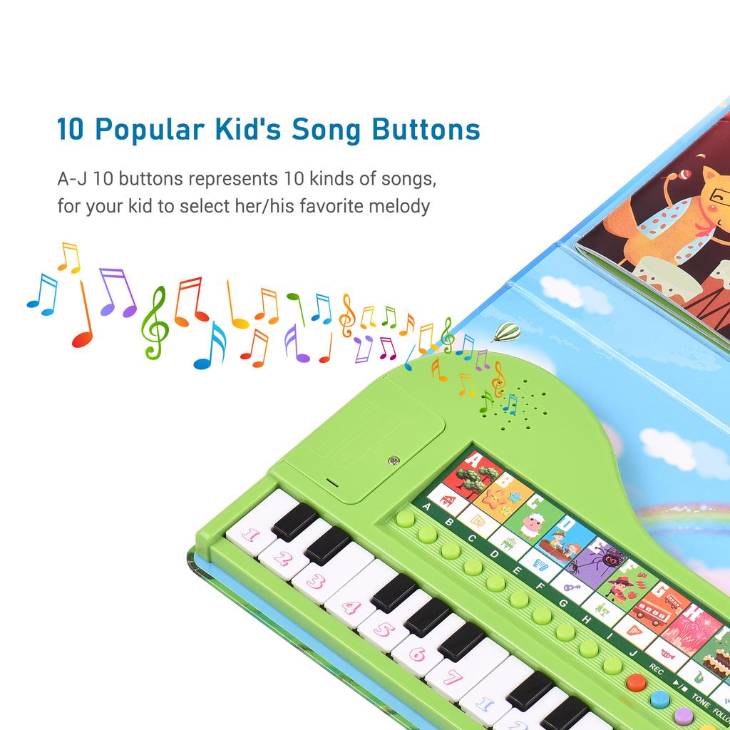 Bigfun 20 key Piano Book Electronic Piano Keyboard & Music Book 2 in 1 Piano Songbook with Built in Keyboard with 10