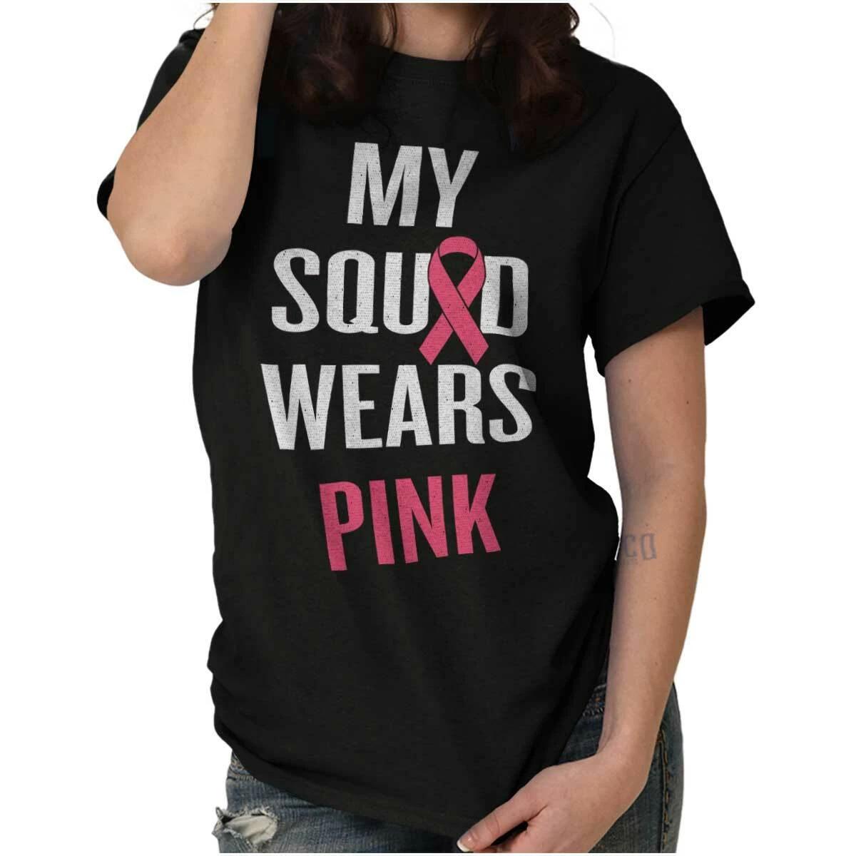 Breast Cancer Awareness Pink Squad Fight BCA Womens Graphic Crewneck T Shirt Tee XL