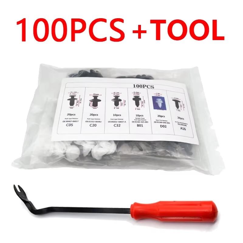 100pcs Auto Car Door Trim Panel Retainer Clips Fender Push Rivet Bumper Fastener Clips for Vehicle Body Panel Repair