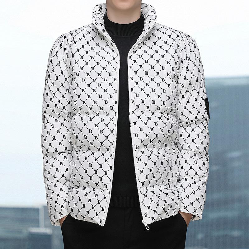 New Winter Fashion High-end Stand-up Collar Down Cotton Jacket Korean Style Slim Personalized Warm Jacket Men's Bread Suit