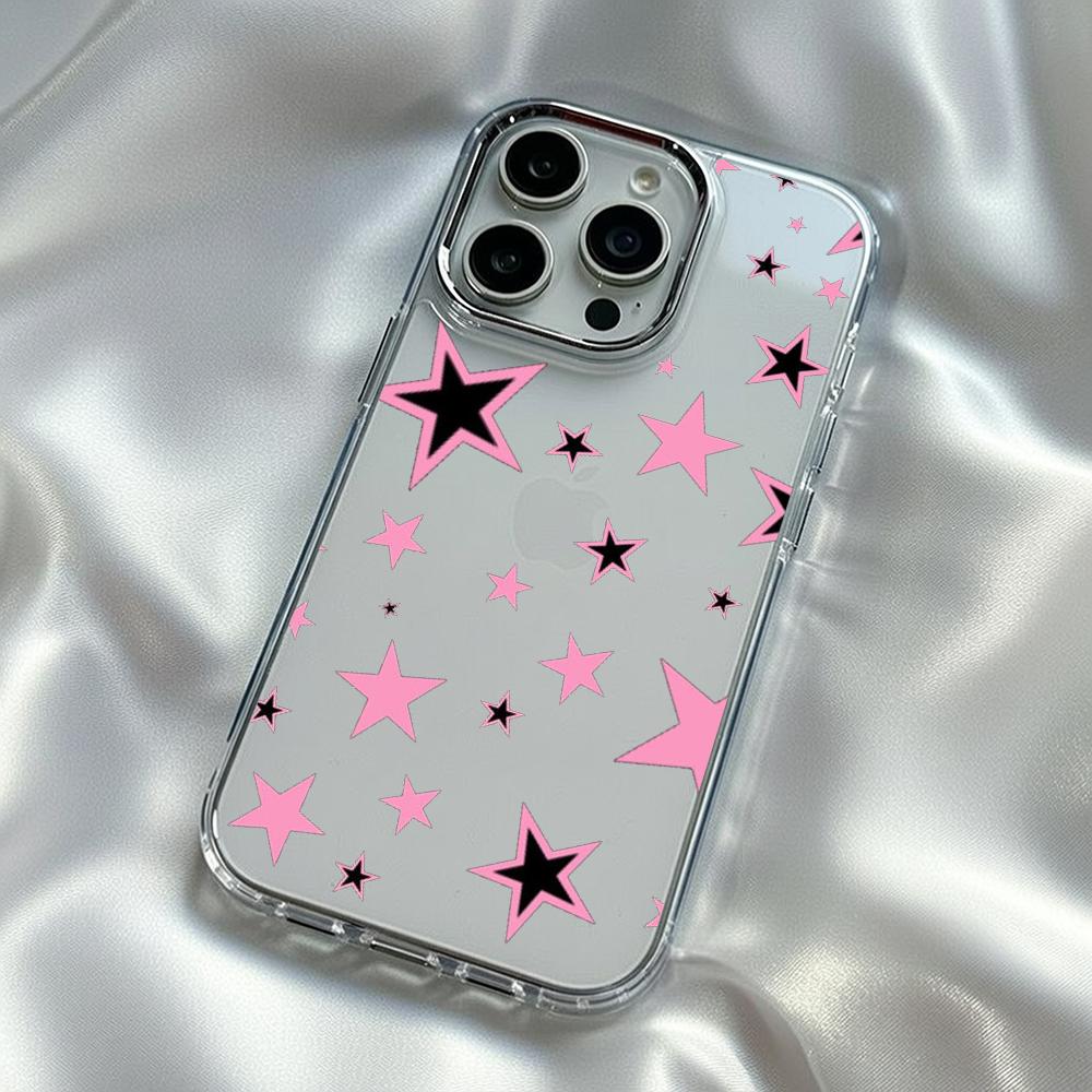 

Star Fashion pattern cool design Phone Case For iPhone17 16 15 14 13 12 Pro Max Plus Electroplated Transparent phone case iPhone 16