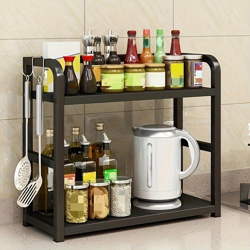 Stainless Steel Kitchen Storage Rack, Multi-Tier Spice Organizer Shelf for Countertop Cabinet, Space Saving