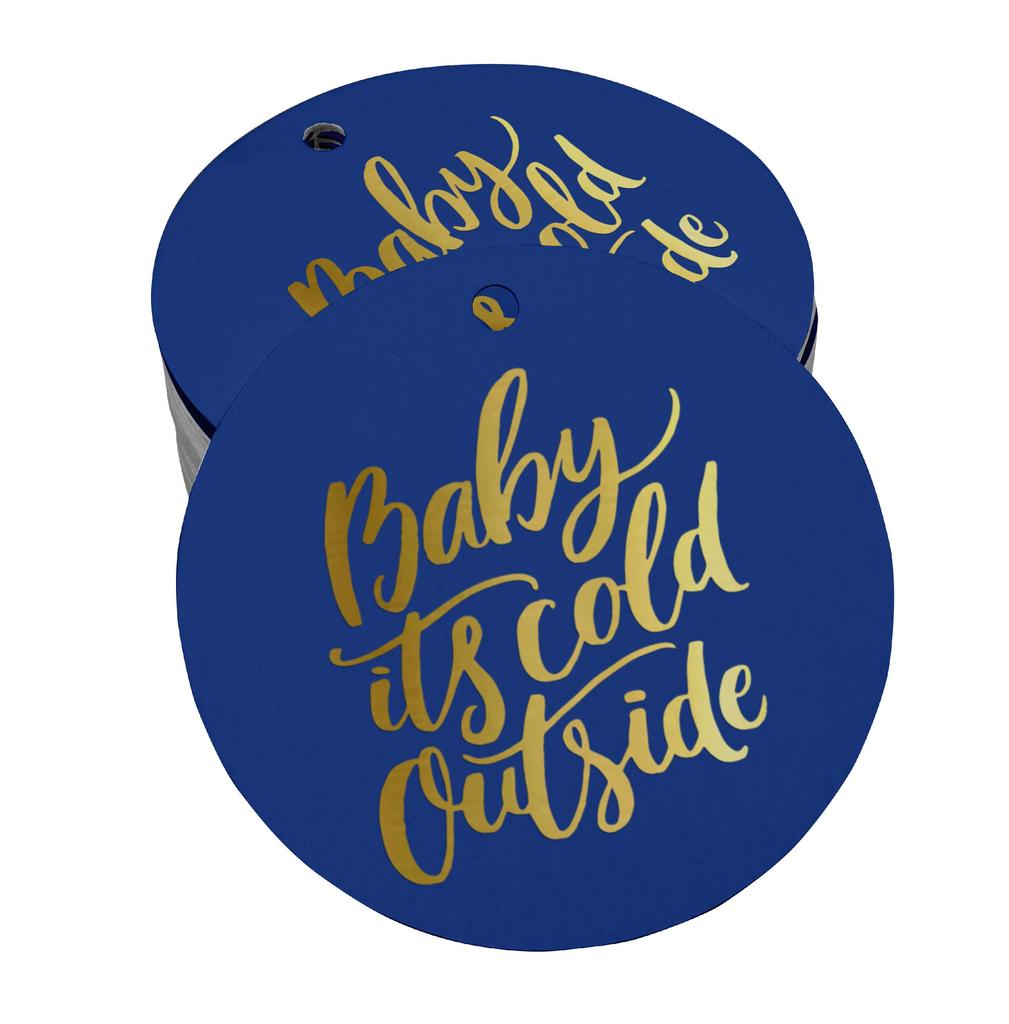 Inkdotpot Real Gold Foil Baby It's Cold Outside Baby Shower Tags Favor Hang Paper Tags 100