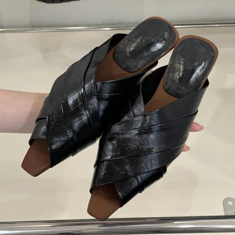 Fashion Fashion Roman Style Brand Slippers Women Summer Sexy Open Toe Cross Tied Design Flat Slippers Comfortable Elegant Beach Sandals