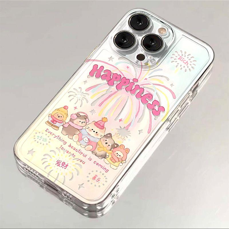 

Мультяшный чехол для телефона с фейерверками и животными для iPhone 15/14/13/12/11/XS, чехол из мягкого материала. iPhone 15 Pro Max