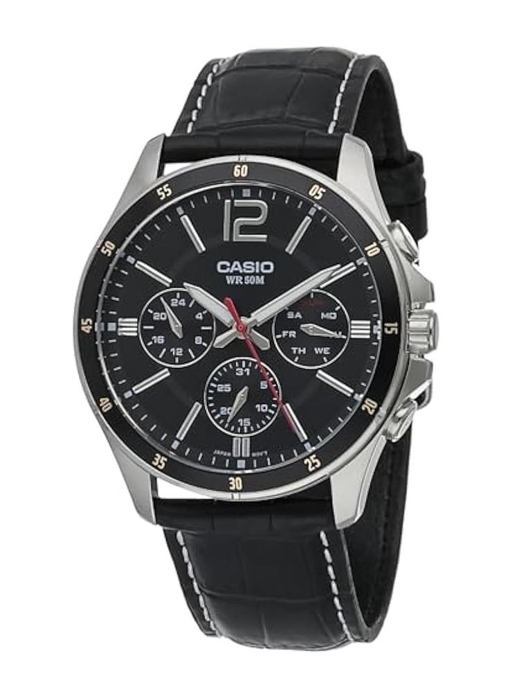 

Casio - Metal Case, Leather Strap, Three-Hand Quartz Watch for Men MTP-1374L-1A чорний
