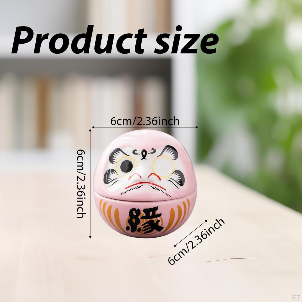 Kleine Keramik Daruma Puppe Japanische Kunst Skulptur Sammlerstück Tischmittelstück Dharma Dekoration