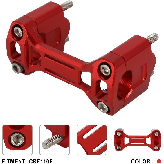Motorcycle Handlebar Mount Clamp Risers1 1/8" Triple Tree Bar Mount with Risers for CRF 110 CRF110F CRF110 CRF 110F 2013 2014 2015 2016 2017-2024 Red