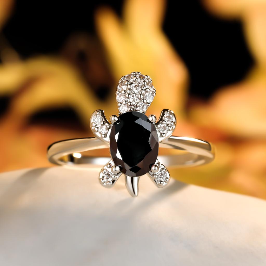 Hot Selling Fashionable White Diamond Turtle Ring Couples Simple Index Finger Ring Accessory