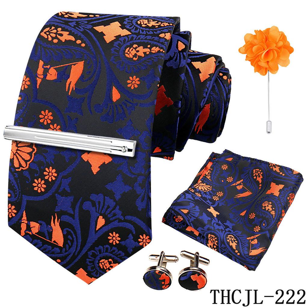 Men'S Business Dress Tie 5-Piece Groom Best Man Dress Accessories Gaowei Dense Jacquard Tie Worker