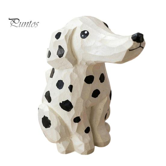 Creative Home Office Decor Handmade Dalmatian Dog Wooden Ornament, Hand Carved Basswood Ornament Animal Figurine, Sculpture for Window Minimalist