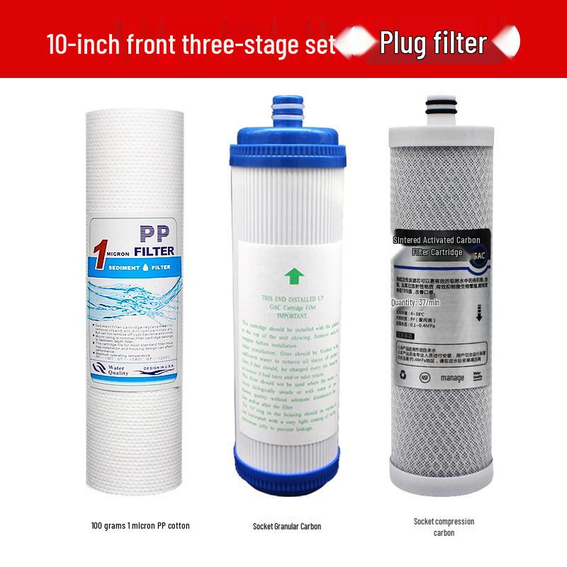 10-Inch Universal Water Purifier Cartridge Set: PP Cotton & Activated Carbon Filters for First Three Stages
