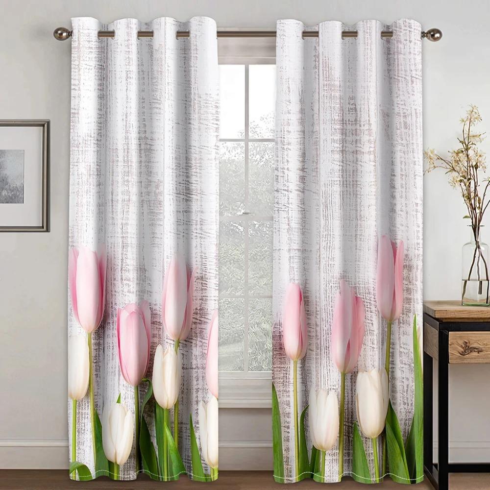 Ready Made Tulip Curtains for Window Treatment Small Window Drapes Living Area Room Kitchen Mother's Day Gift New Fashion Various Pattern