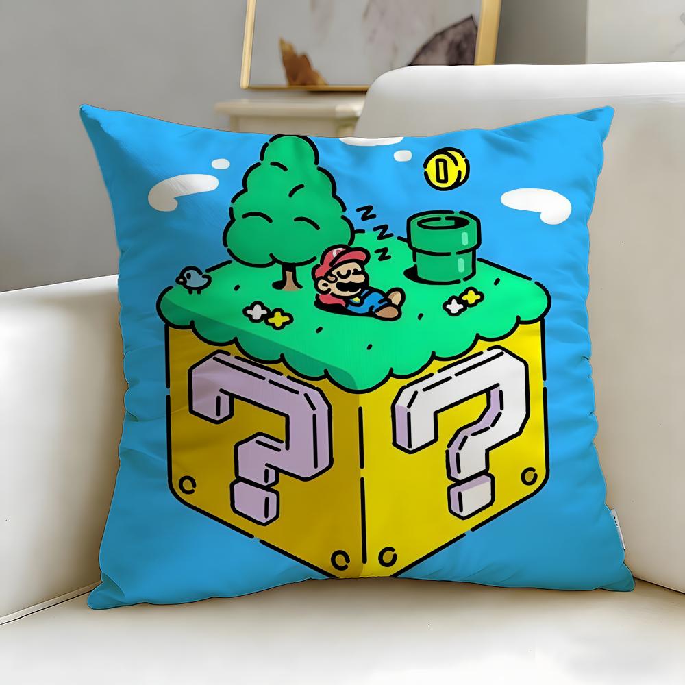classic game character Mario Cushion Cover Soft & Easy-Wash Pillow Case – Versatile for Couch, Bed, Travel and Office