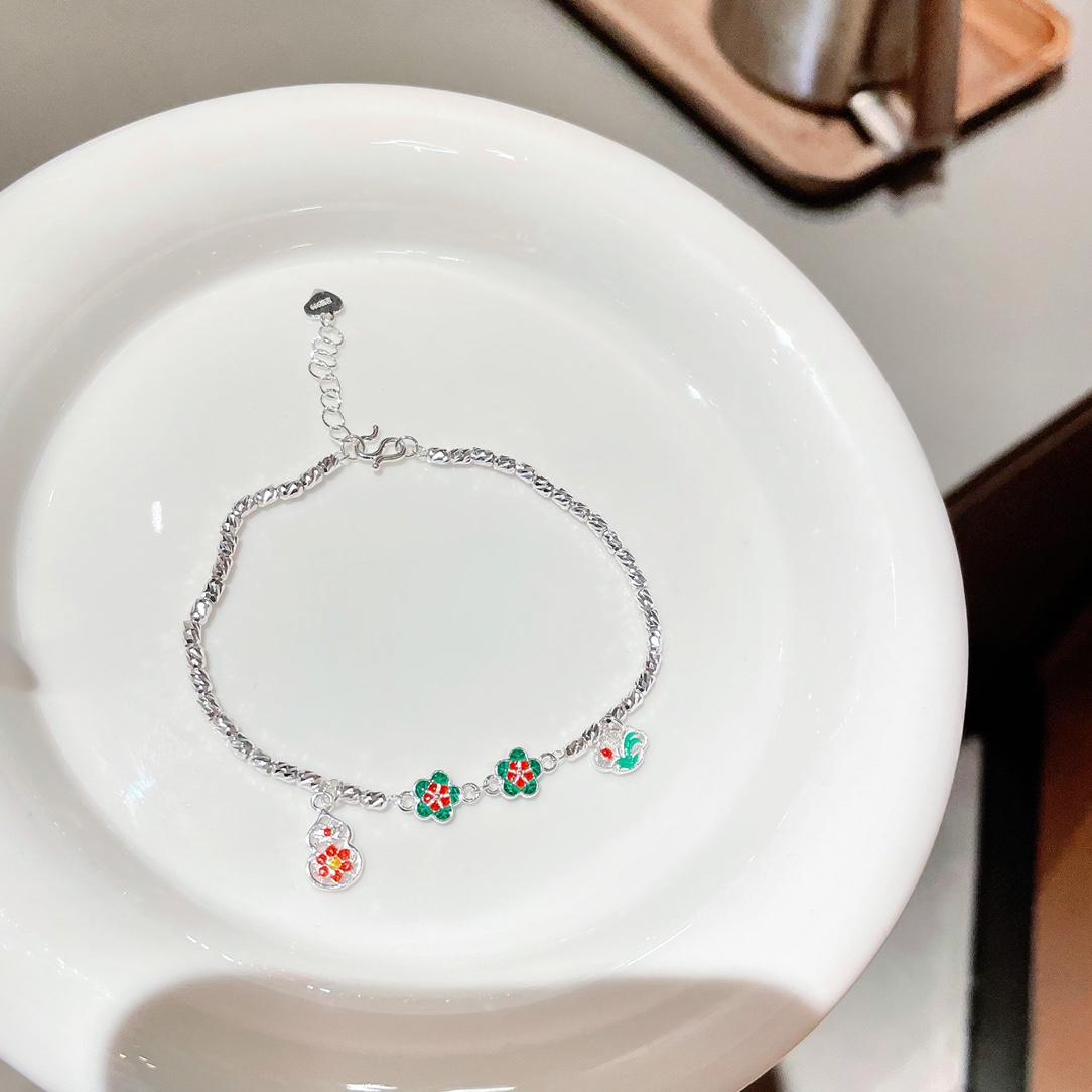 

Браслет из серебра 999 пробы с синей эмалью высокой температуры