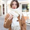 Women's Winter Thick White Tassel Scarf - Warm Imitation Cashmere Shawl, Versatile & Stylish