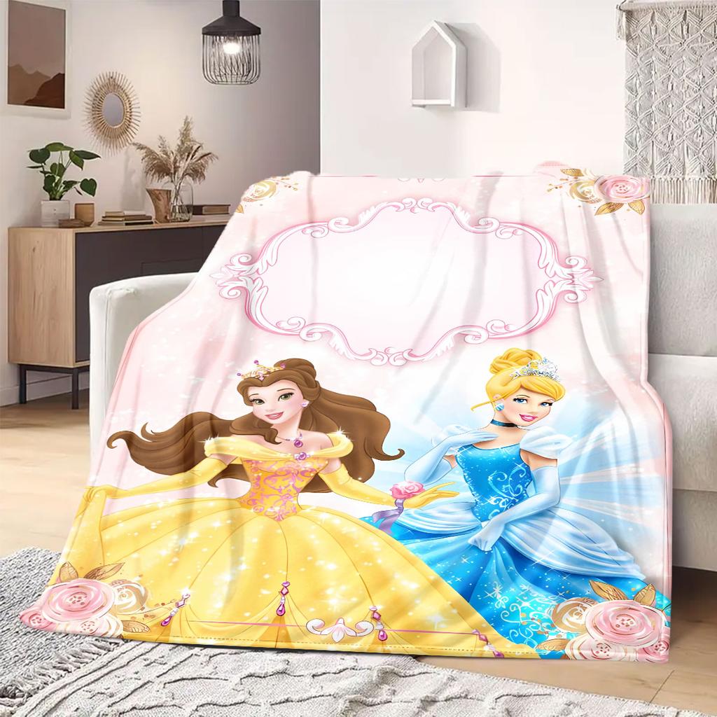 princess Home Decor Flannel Blanket Print Cartoon for Sofas Beds Bedrooms Chairs Travel Picnics Gift