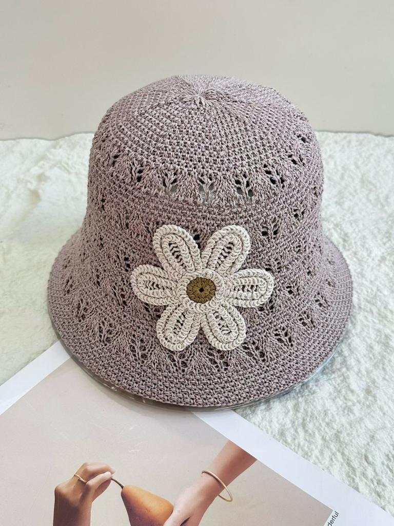 Flower Hollow Woven Bucket Hat Women Spring and Summer Travel Show Face Versatile Plain Bucket Hat Basin Hat