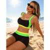 European and American Fashion and Casual Two-piece Set Contrasting Color Bikini Swimsuit