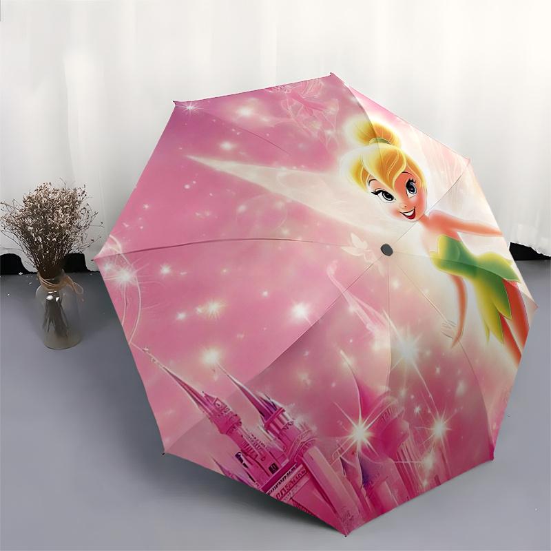 Tinkerbell-Themen-Reiseregenschirm - 8 Rippen, Automatisches Öffnen und Schließen, Tragbares FaltDesign, Kompakter und Stilvoller Regenschirm Geeignet für