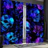 Gothic Skull Rose Pattern Printed Curtains Window Decorations Home Room Curtain Set Of 2 Made Polyester Washable