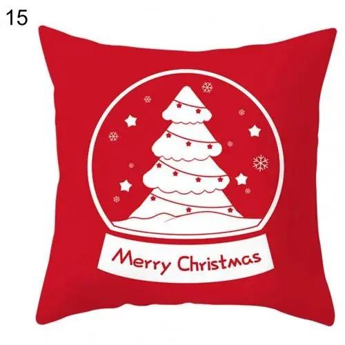 Christmas Themed Throw Pillow Cover With Short Plush Print Living Room Sofa Decoration Cushion Cover Pillow Covers Decorative