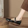 H263-15 Huizhou Huidong women's shoes square head low heel flat sole shoes with Mary Jane women's shoes rhinestone buckle decoration