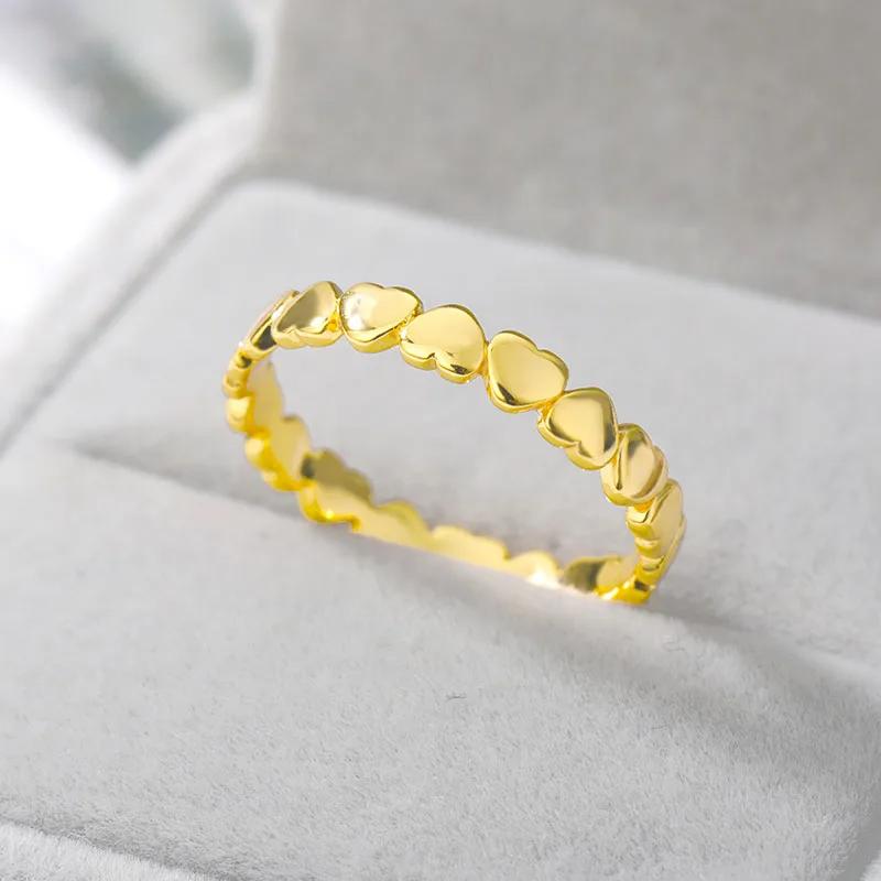 Cute Simple Heart Rings for Women Men Stainless Steel Gold Color Love Finger Rings Couple Wedding Jewelry Christmas 2026 Gift